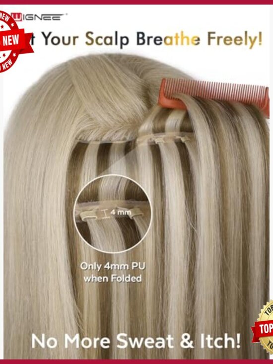 18 Inch Human Hair Extensions, 100g Glueless Wefts, Reusable Installation main image 5